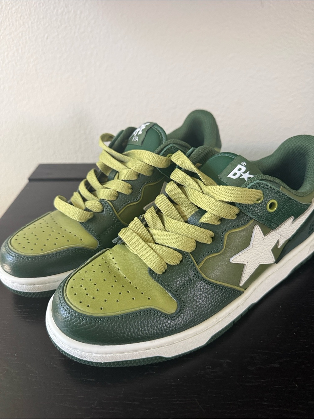 A Bathing Ape Sk8 Sta Low-Top Sneaker Olive Green & Lime
